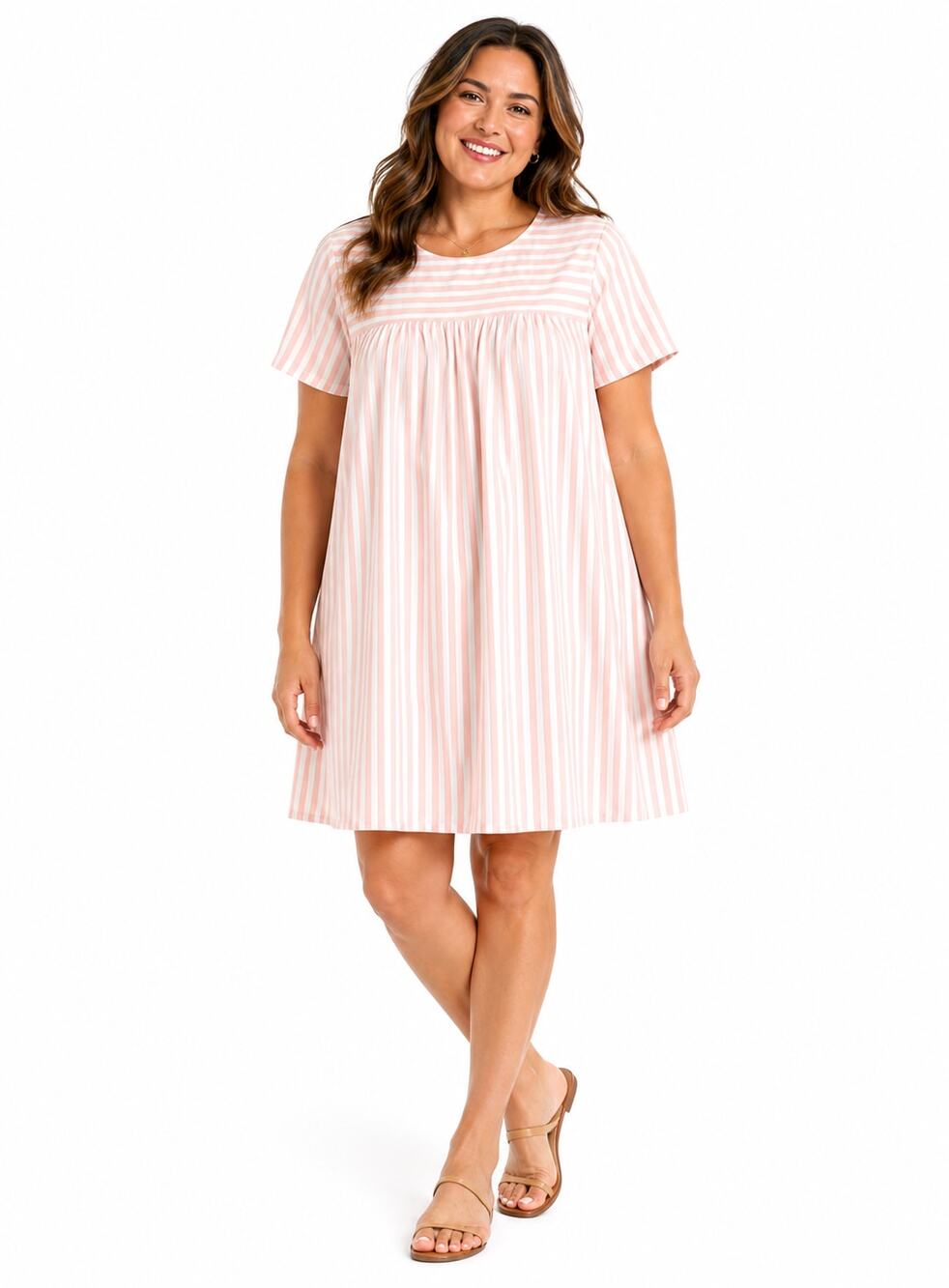 By Henry Holland Women’s Size 12 Pink White Stripe Relaxed Shirt Dress EUC